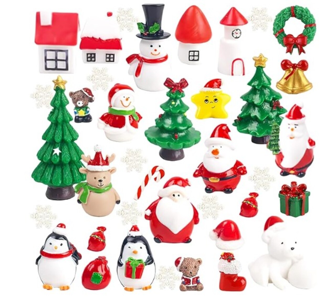 38 PCS Fairy Garden Christmas Accessories, Christmas Miniature Ornaments, DIY Snow Globe Figurines, Christmas Party Decorations